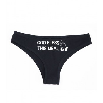 GOD BLESS THIS MEAL Letter Print Women Underpants Panties